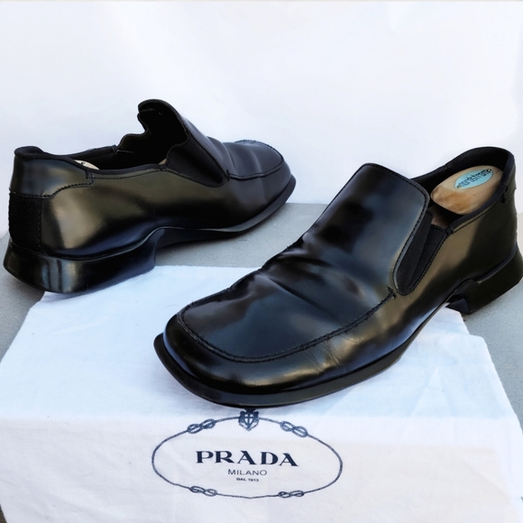 Prada Men's Shoes 12 black slip on Loafers - Picture 1 of 13